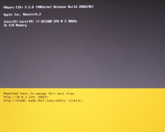 Install VMWare ESXi Hypervisor 5.5 Update 2/6.0 on Late 2012 Mac Mini 6,2 MD388LL/A